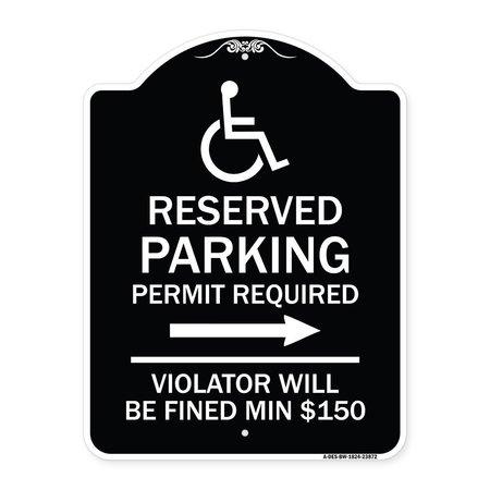 SIGNMISSION Modern Isa Connecticut Reserved Parking Permit Required Violators Fin Alum, 24" x 18", BW-1824-23872 A-DES-BW-1824-23872